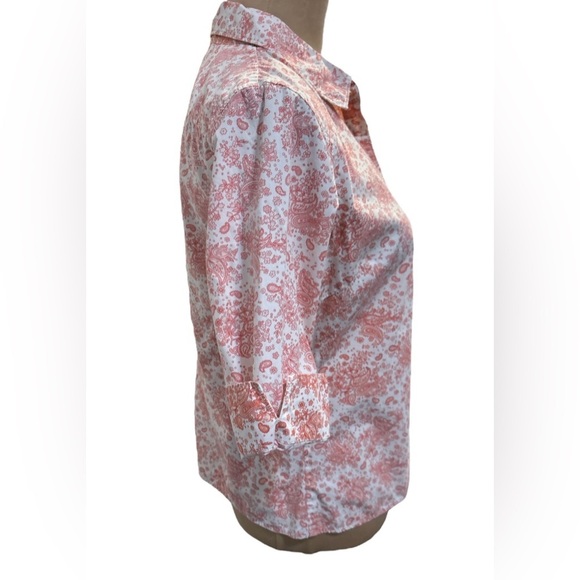 J.Crew Women’s Vintage 100% Cotton Button Up Flip Cuff Shirt Pink Paisley Large. - Picture 3 of 6